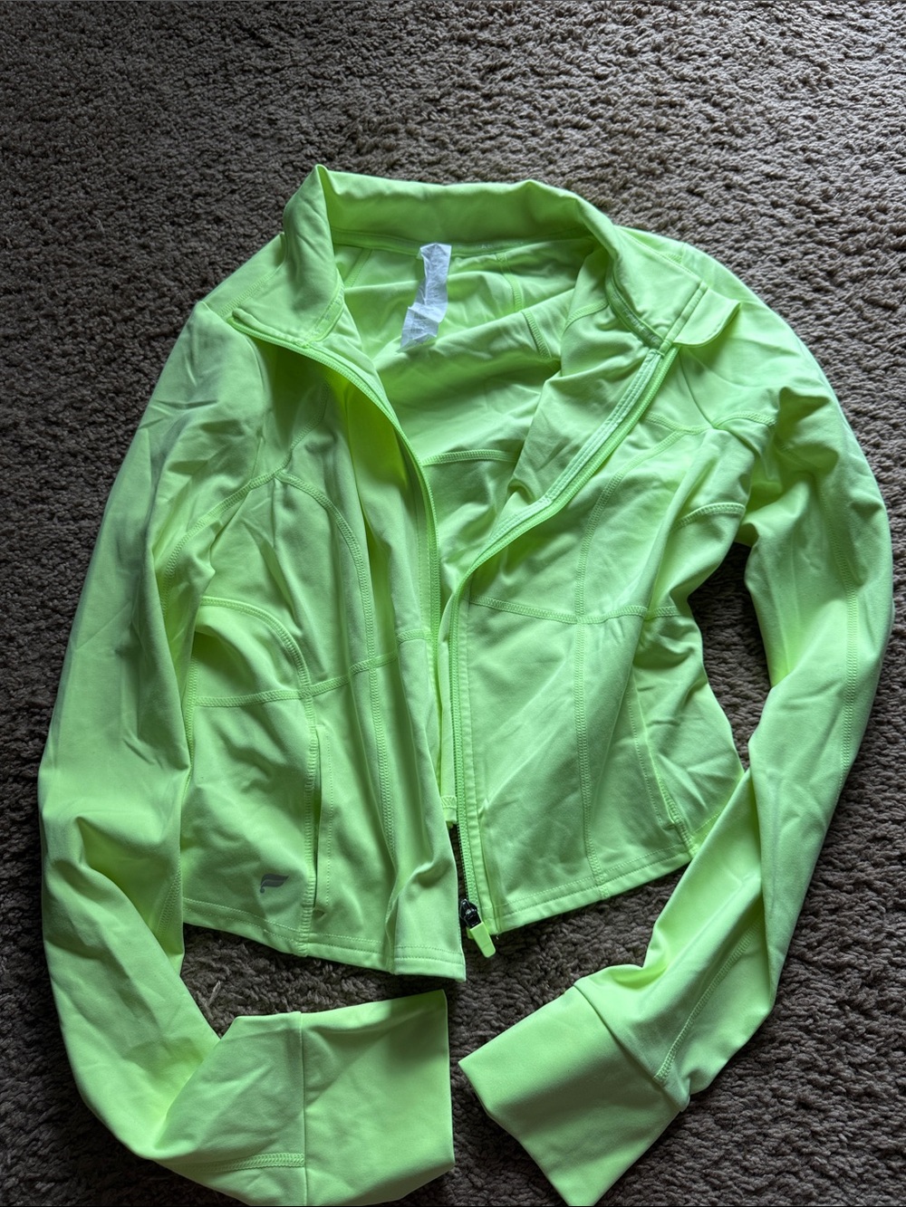 Neon Lime Fabletics womens Lightweight Zip Jacket cropped